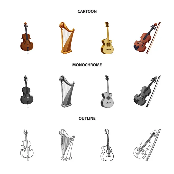 Vektor-Illustration von Musik und Melodie-Symbol. Sammlung von Musik und Werkzeugbestand Symbol für das Web. — Stockvektor