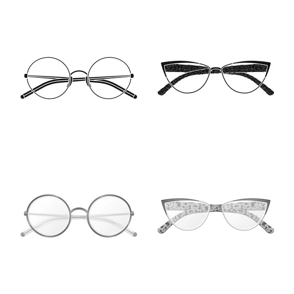 Objet isolé de lunettes et symbole de monture. Ensemble de lunettes et icône vectorielle accessoire pour stock . — Image vectorielle