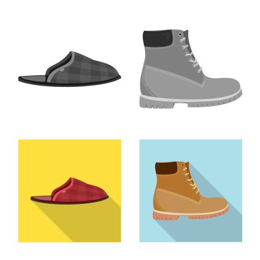 Adam ve ayak işareti illüstrasyon vektör. Adam ayarla ve stok vektör çizim giymek.