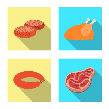 Dizayn et ve jambon işareti vektör. Et ve hisse senedi için pişirme vektör ikon koleksiyonu.