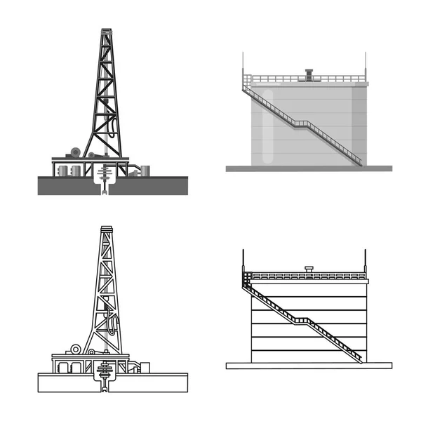 Objeto aislado del símbolo de petróleo y gas. Conjunto de aceite y petróleo stock vector ilustración . — Archivo Imágenes Vectoriales