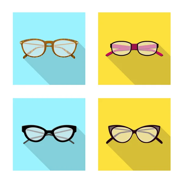 Vektor-Design von Brillen und Rahmen-Symbol. Sammlung von Brillen und Zubehör Aktiensymbol für das Web. — Stockvektor