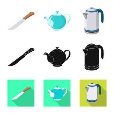 Mutfak ve yemek sembol yalıtılmış nesne. Hisse senedi için mutfak ve cihazı vektör simge kümesi.