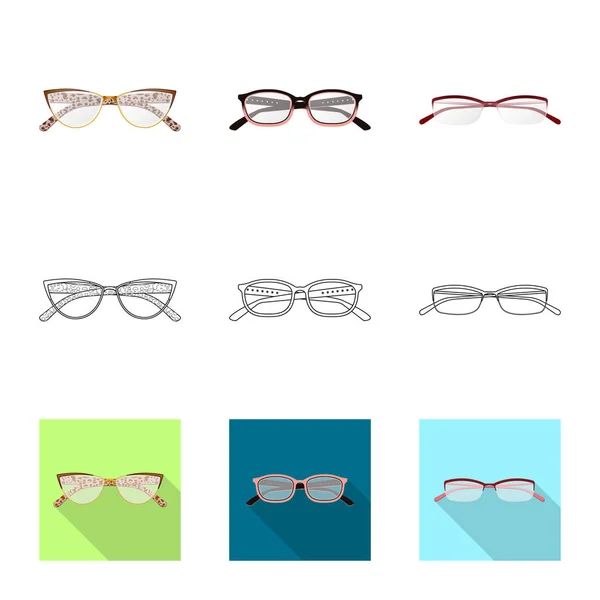 Illustration vectorielle des lunettes et de l'icône cadre. Collection de lunettes et icône vectorielle accessoire pour stock . — Image vectorielle