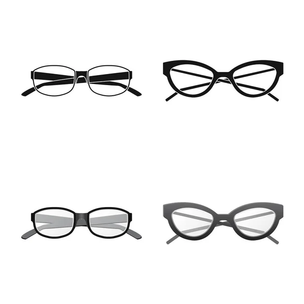 Objet isolé de lunettes et logo cadre. Collection de lunettes et accessoire stock symbole pour web . — Image vectorielle