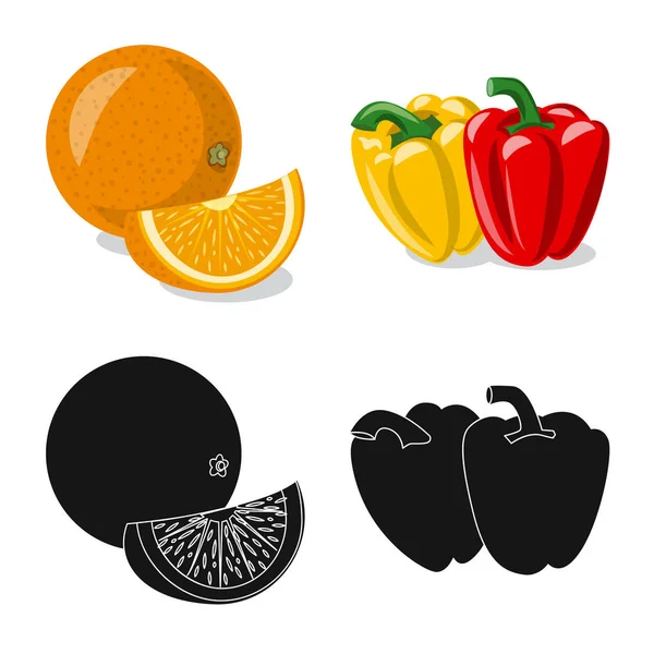 蔬菜水果标志的矢量设计 蔬菜和素食的收藏向量例证 — 图库矢量图片