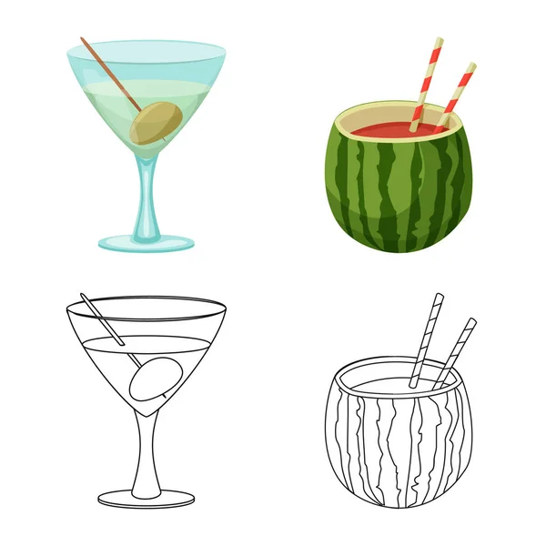 Ilustración vectorial de bebida y símbolo de barra. Colección de bebidas y partido icono de vectores para la acción . — Vector de stock