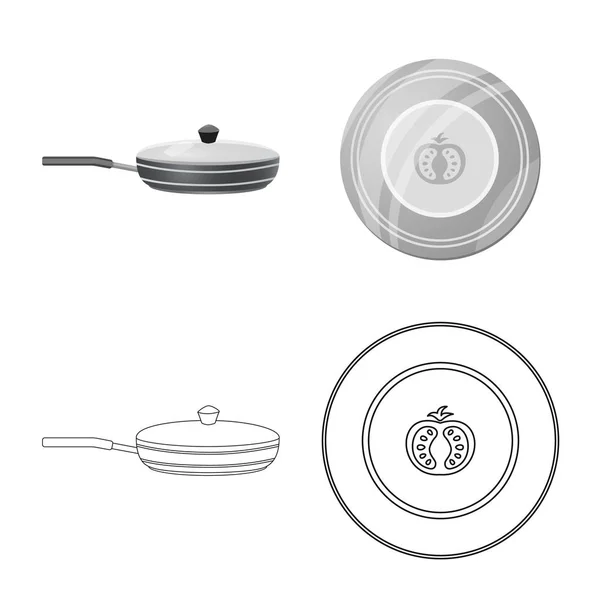 Illustrazione vettoriale della cucina e segno cuoco. Raccolta di illustrazione vettoriale della cucina e degli elettrodomestici . — Vettoriale Stock