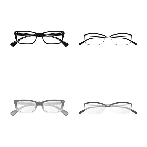 Design vettoriale degli occhiali e dell'icona della cornice. Collezione di occhiali e icona vettoriale accessoria per magazzino . — Vettoriale Stock