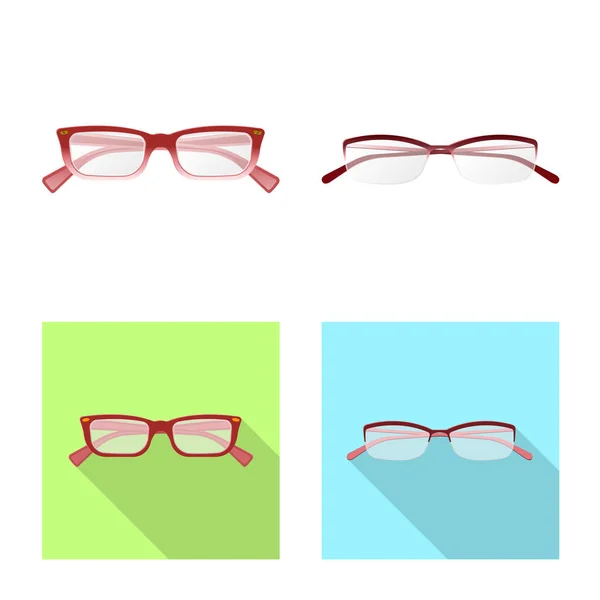 Design vettoriale di occhiali e segno telaio. Collezione di occhiali e icona vettoriale accessoria per magazzino . — Vettoriale Stock