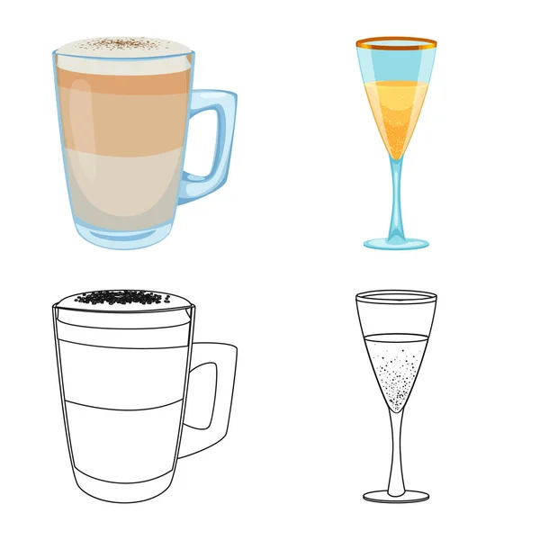 Geïsoleerde object van drank en bar teken. Collectie van drank en partij vector pictogram voor voorraad. — Stockvector