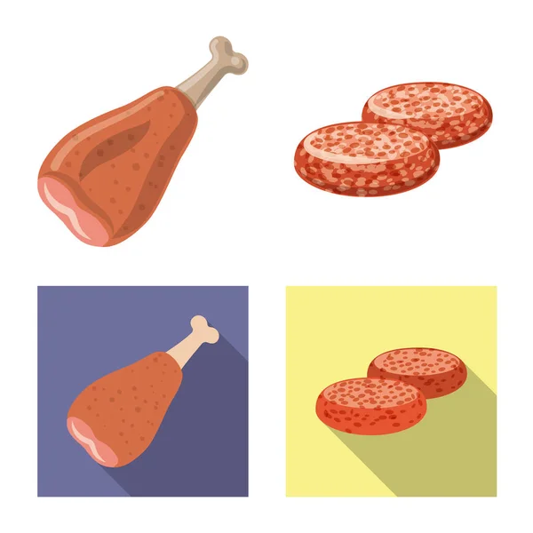 Vektor illustration af kød og skinke ikon. Indsamling af kød og kogemateriale vektor illustration . – Stock-vektor