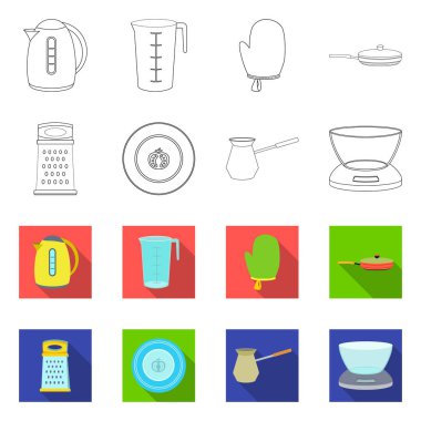 Mutfak ve yemek simge vektör tasarımı. Mutfak ve cihaz hisse senedi vektör çizim seti.