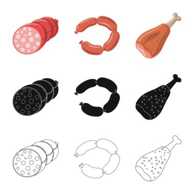 Eti ve jambon logo vektör Illustration. Et ve hisse senedi vektör çizim pişirme koleksiyonu.