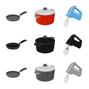 Mutfak ve yemek simgesi yalıtılmış nesne. Hisse senedi için mutfak ve cihazı vektör simge kümesi.