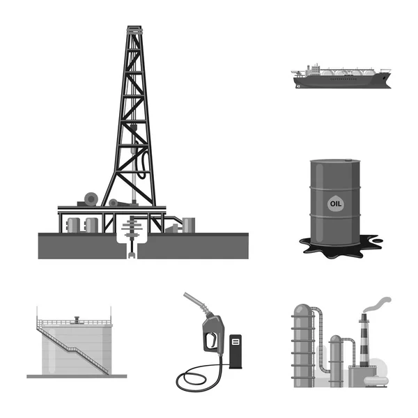 油和气标志的矢量例证。收集石油和汽油矢量股票图标. — 图库矢量图片