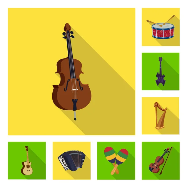 Diseño vectorial de música y logotipo de melodía. Conjunto de música y icono de vector de herramienta para stock . — Vector de stock