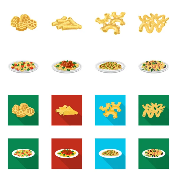 Ilustración vectorial de pasta y signo de carbohidratos. Colección de pasta y macarrones símbolo de stock para web . — Archivo Imágenes Vectoriales