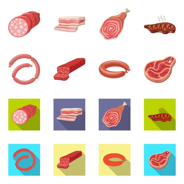 Objeto isolado de logotipo de carne e presunto. Conjunto de ícone de carne e vetor de cozinha para estoque . —  Vetores de Stock