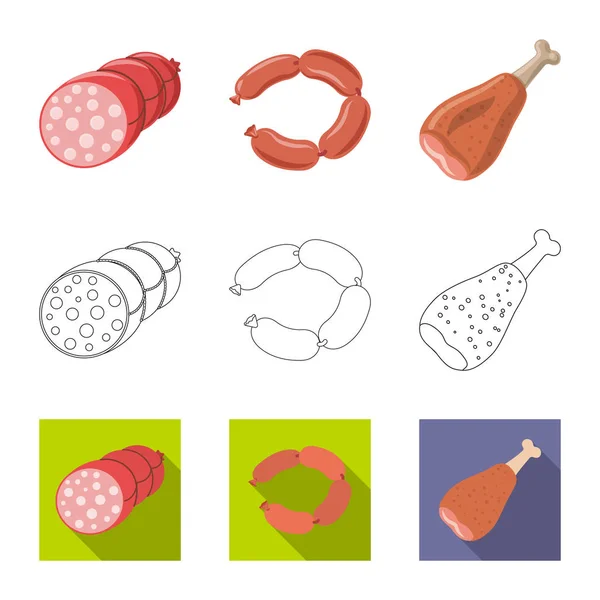 Vektor-Design von Fleisch und Schinken-Logo. Fleisch- und Kochvektorsymbole für Vorräte. — Stockvektor