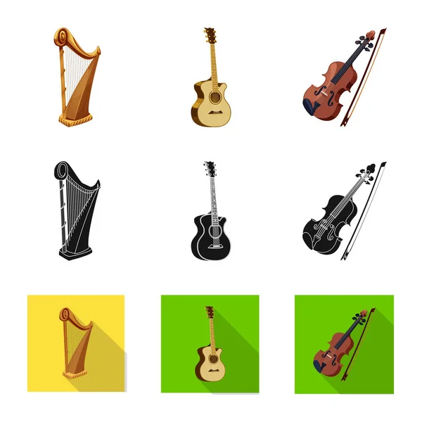 Διάνυσμα Σχεδιασμός λογότυπο μουσική και μελωδία. Σύνολο των εικονίδιο του φορέα μουσικής και εργαλείο για το απόθεμα. — Διανυσματικό Αρχείο