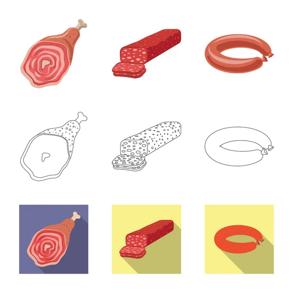 Ilustración vectorial del símbolo de carne y jamón. Conjunto de carne y cocina icono de vector para la acción . — Vector de stock