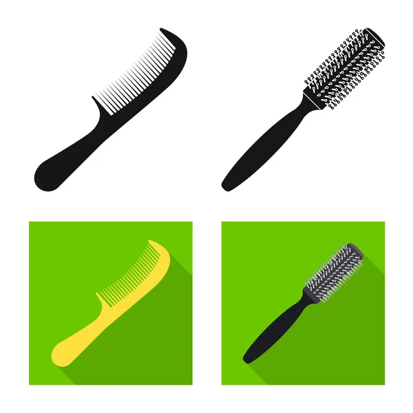 Illustration vectorielle du symbole pinceau et cheveux. Collection de brosse et brosse à cheveux symbole de stock pour la toile . — Image vectorielle