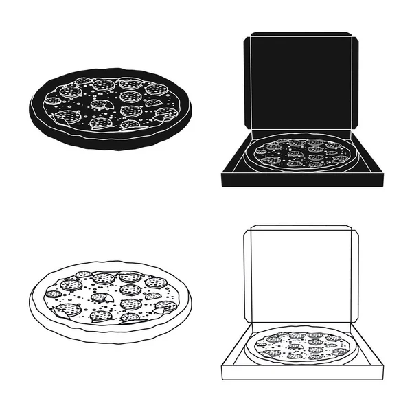 Ilustración vectorial de pizza y letrero de comida. Conjunto de pizza y ícono de vector italia para stock . — Archivo Imágenes Vectoriales