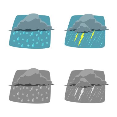 Hava ve İklim simge vektör Illustration. Web için hava ve bulut hisse senedi simgesi kümesi.