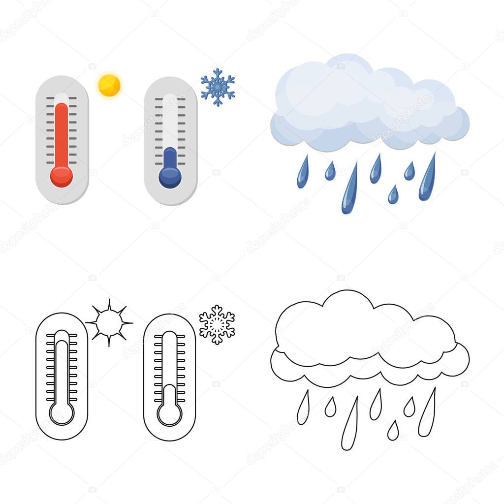 Isolated object of weather and climate logo. Collection of weather and cloud vector icon for stock.