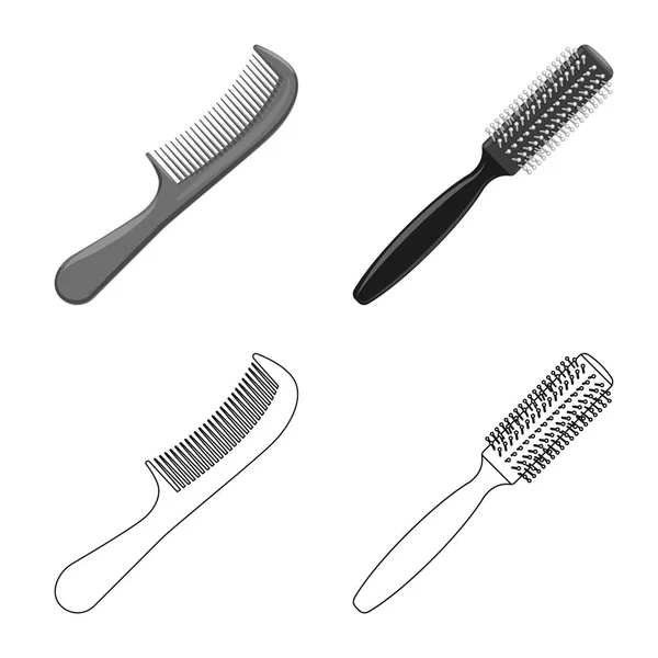 Isolé objet de brosse et logo de cheveux. Collection de brosse et brosse à cheveux symbole de stock pour la toile . — Image vectorielle