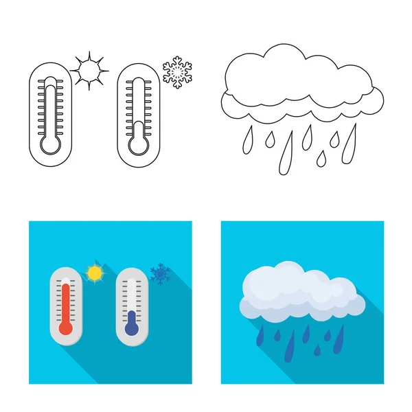 Vector design of weather and climate icon. Collection of weather and cloud stock symbol for web. — Stock Vector