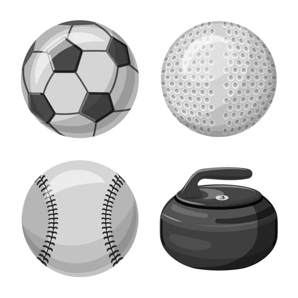 Vektor-Illustration von Sport und Ballsymbol. Set von Sport- und Sportvektorsymbolen für Aktien. — Stockvektor