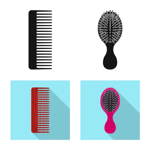Objeto isolado de escova e logotipo do cabelo. Coleção de escova e escova de cabelo símbolo de estoque para web . — Vetor de Stock
