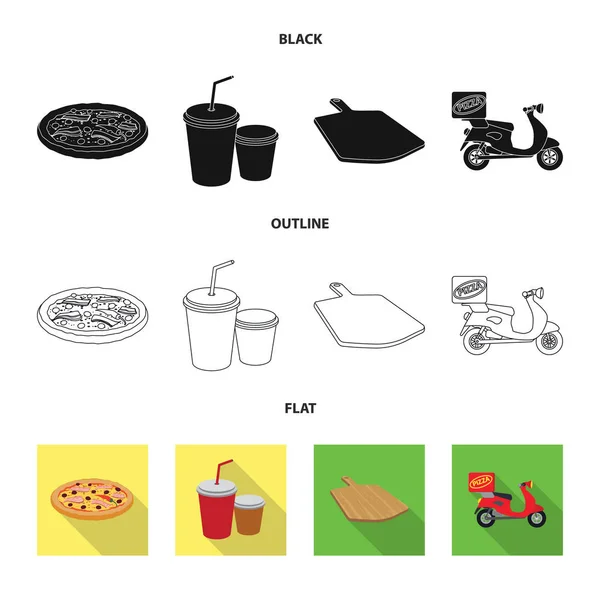 Diseño vectorial de pizza y letrero de comida. Colección de pizza y italia stock vector ilustración . — Vector de stock