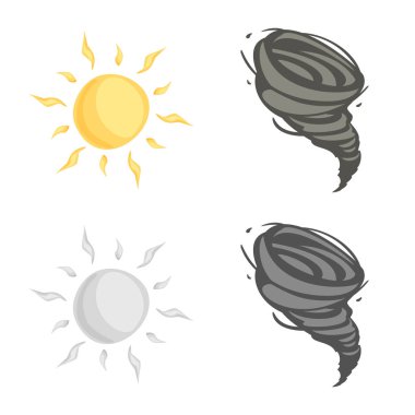 Hava ve İklim simge vektör tasarımı. Hisse senedi için hava ve bulut vektör simge topluluğu.