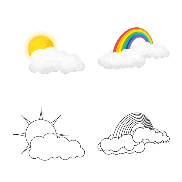 Isolated object of weather and climate icon. Collection of weather and cloud stock vector illustration. — Stock Vector