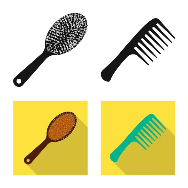 Objet isolé de brosse et icône de cheveux. Collection de brosses et brosses à cheveux illustration vectorielle . — Image vectorielle