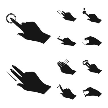 Vektör çizimi dokunmatik ve el işareti. Dokunmatik ekran ayarla ve stok vektör çizim değmek.