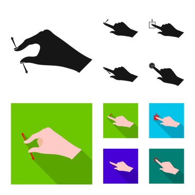 Dokunmatik ve el işareti yalıtılmış nesne. Dokunmatik ekran ve dokunmatik hisse senedi simgesi için web topluluğu.