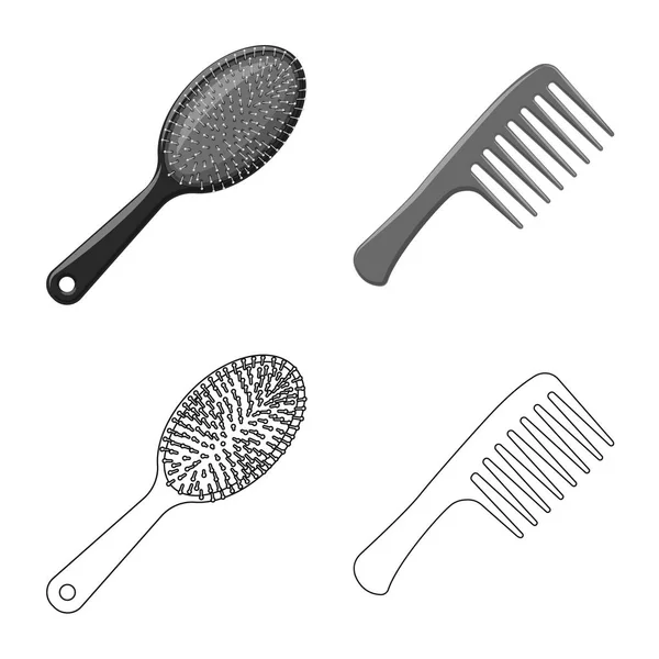 Objet isolé de brosse et symbole de cheveux. Collection de brosse et brosse à cheveux symbole de stock pour la toile . — Image vectorielle