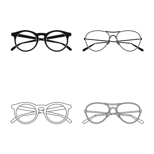 Vector illustration of glasses and sunglasses sign. Set of glasses and accessory stock symbol for web. — Stock Vector