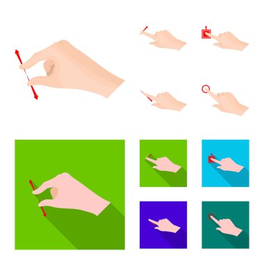 Dokunmatik ve el logosu yalıtılmış nesne. Dokunmatik ekran ayarla ve stok vektör çizim değmek.