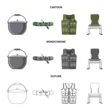 Balık ve balık tutma simge vektör tasarımı. Web için balık ve ekipman hisse senedi simgesi kümesi.