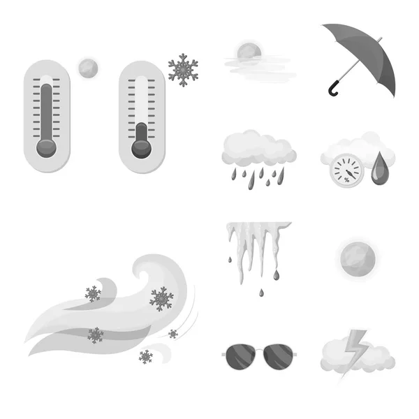 Objet isolé du symbole météorologique et climatique. Collection de symboles météo et nuage pour le web . — Image vectorielle