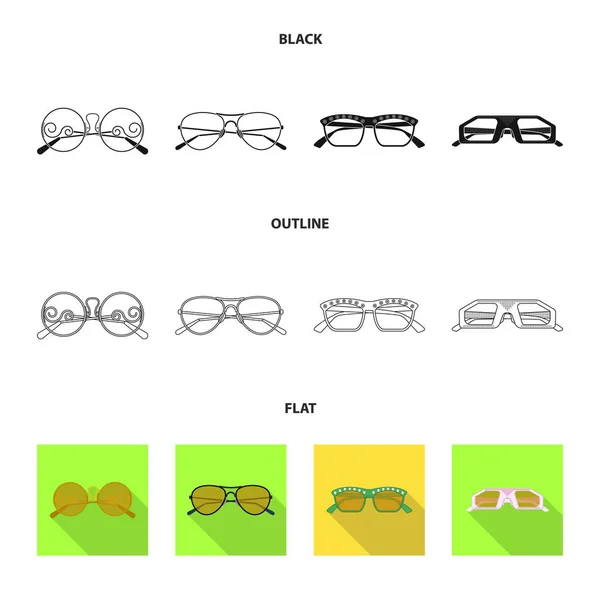 Conception vectorielle de lunettes et de lunettes de soleil logo. Collection de lunettes et accessoire stock symbole pour web . — Image vectorielle