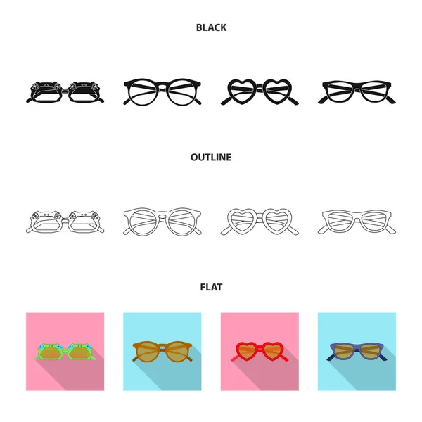Ilustração vetorial de óculos e óculos de sol ícone. Coleção de óculos e símbolo de estoque acessório de web . —  Vetores de Stock