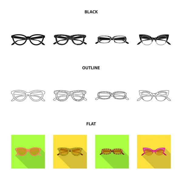 Vector illustration of glasses and sunglasses symbol. Collection of glasses and accessory stock symbol for web. — Stock Vector