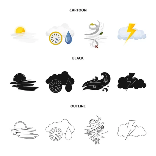 Oggetto isolato di clima e clima simbolo. Set di meteo e cloud stock simbolo per il web . — Vettoriale Stock