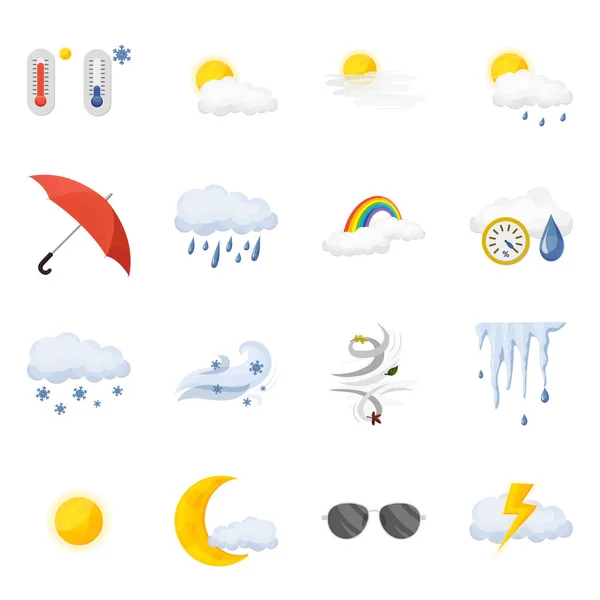 Objeto aislado de clima y signo de clima. Colección de símbolos de stock de nubes y tiempo para la web . — Vector de stock